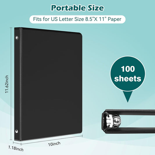Heture 3 Ring Binder 1 Inch 12 Pack, 1" Clear View with Round Rings, PVC-Free,Holds for 200 Sheets 8.5“ x 11" US Letter Size Paper, Durable White Binders Perfect for Office,School and Home