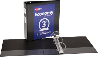 Avery Standard View 3 Ring Binders, 0.5" Round Rings, 100-Sheet Capacity, 0.7 Inch Wide Spine, Black Binders, Ideal for Lightweight Organization and Occasional Referencing (12-Pack of 05705)