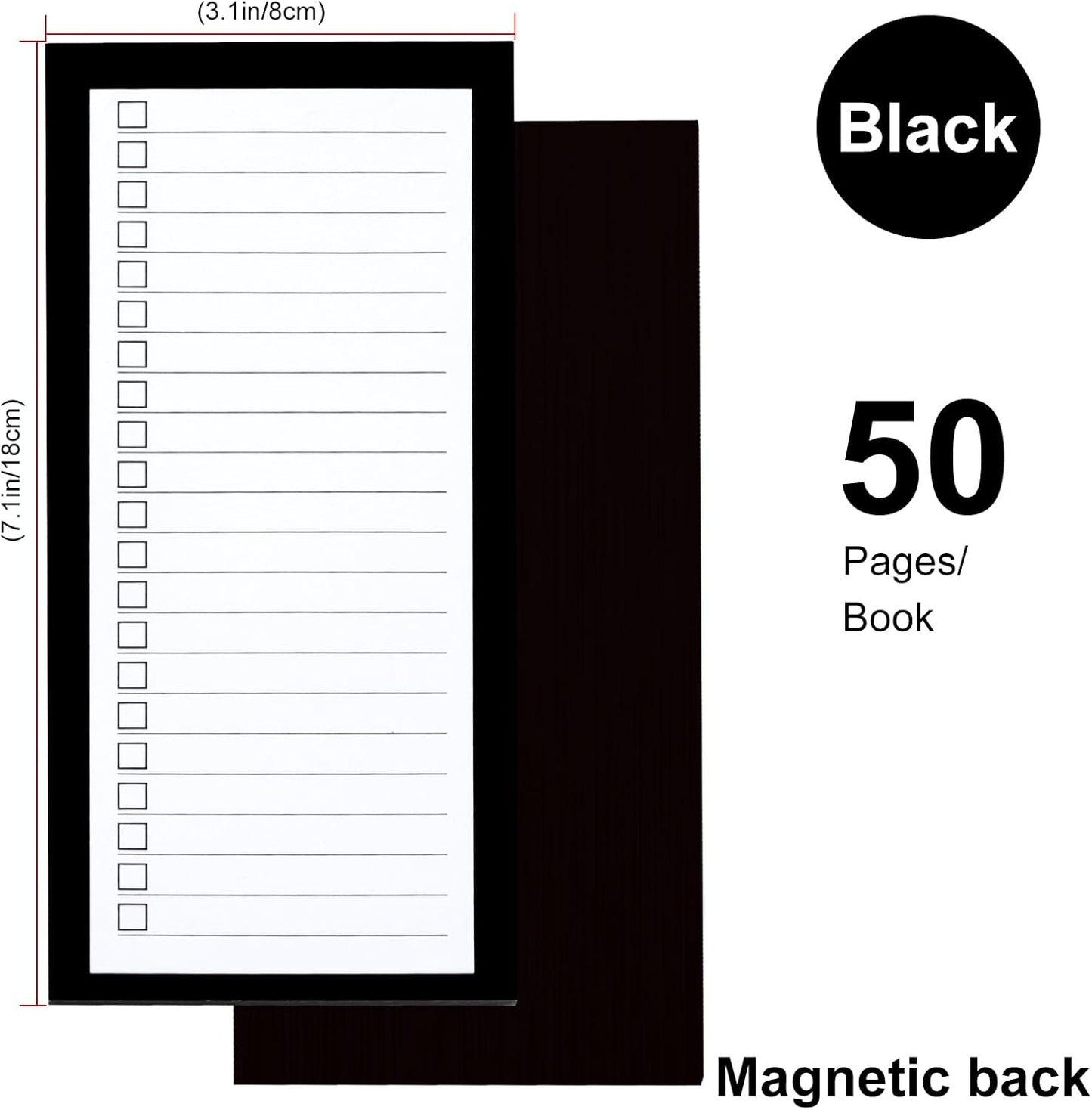 FLIPPED 4 Pack Magnetic Notepads for Refrigerator, Notepad Grocery List Large Magnet Pad for Fridge,Full Magnet Back Design Magnetic Memo Pads for Grocery List, Shopping List, to-Do List(200 Sheets)