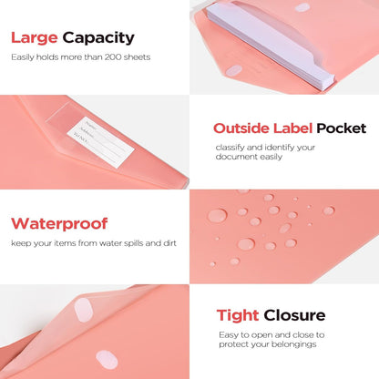 Sooez 10Pack Plastic Envelopes, Plastic File Folders, Clear Folders for Documents Trendy Colors, Super Heavyweight Document Holders, Storage Pouches, File Envelopes for School Office Supplies