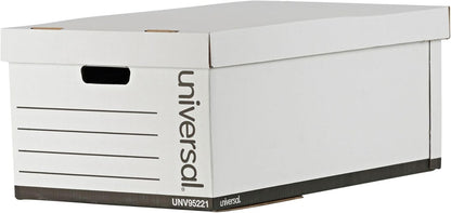 Universal Basic-Duty Economy Record Storage Boxes, 10 Pack, Letter/Legal Files, 12" x 15" x 10", White,