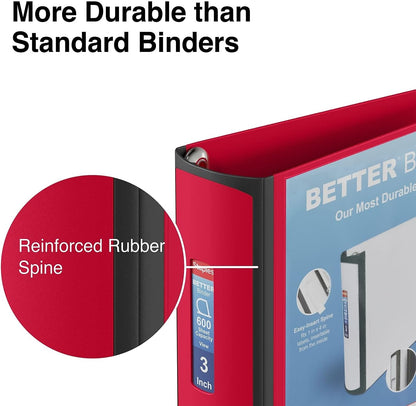 Staples Better Binder 2-Inch D-Ring View Binder, Reinforced Spine, Holds Up to 540 Sheets, Teal, for Office & School