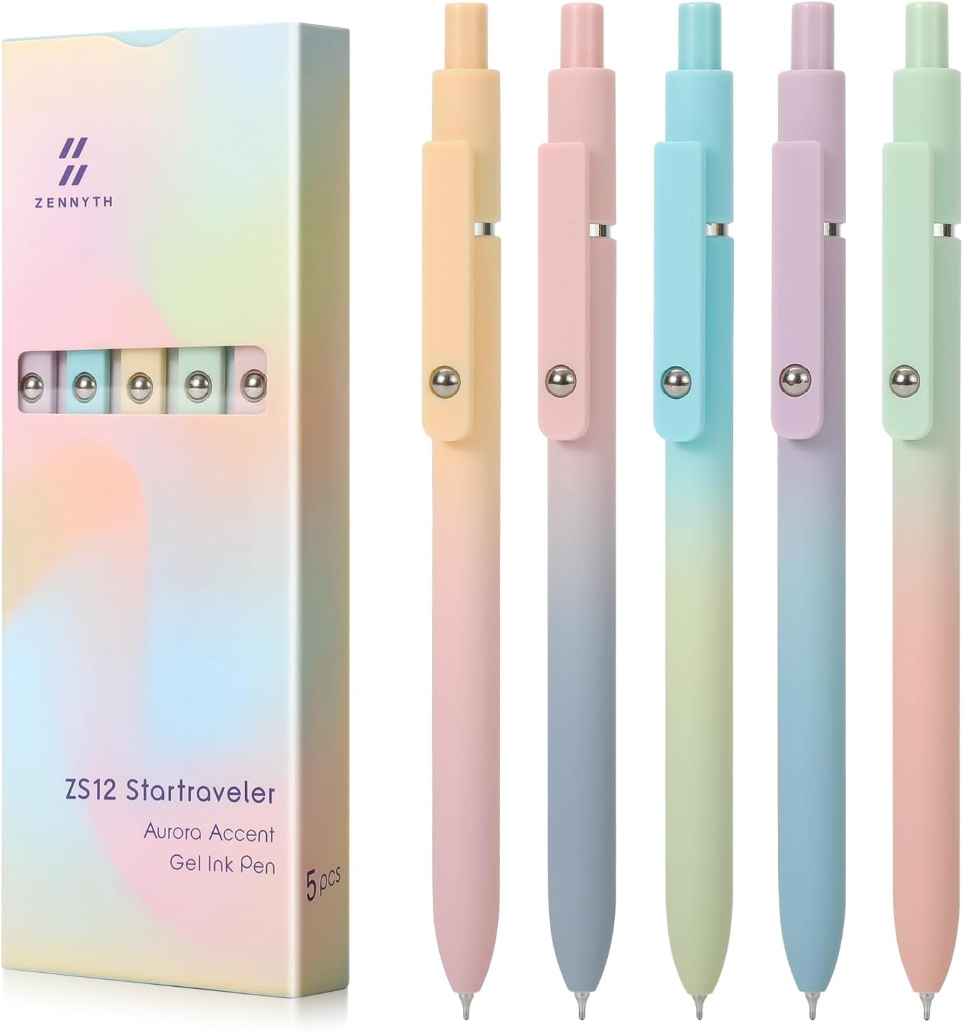 FIOVER 5pcs Gel Pens Quick Dry Ink Pens Fine Point Premium Retractable Rolling Ball Gel Pens Black Ink Smooth Writing for School Office Home