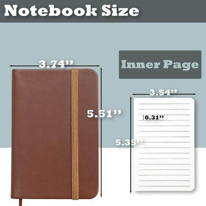 TUZAA 2 Pack Notebook Journal, 160 Pages Pocket Notepad with Waterproof Cover, Mini Memo Pads for Home, School, College, Office, Work, Travel (Brown)