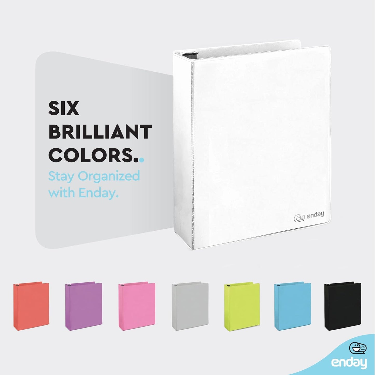 Enday 1 Inch Binder (6 Pack - Grey) 3 Ring Binder 1 inch with Clear View Cover and 2 Inside Pocket - for Letter Size 8.5 x 11'' Paper, Ideal for School Supplies, Office, and Home