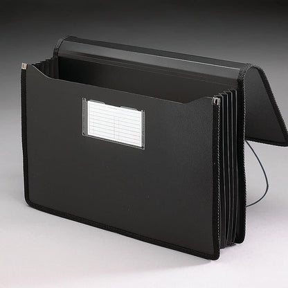 Smead Poly Wallet, Accordion File Organizer for File Folders, Legal Size, Black, 5-1/4 inch Expansion, Office Supplies, Document Organizer (71510)