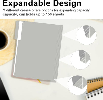 File Folder, RAZCC 150 Pack 1/3 Cut Tab File Folders Letter Size, Manila Folders, Folders with Tab, Great for Organizing and Easy File Storage