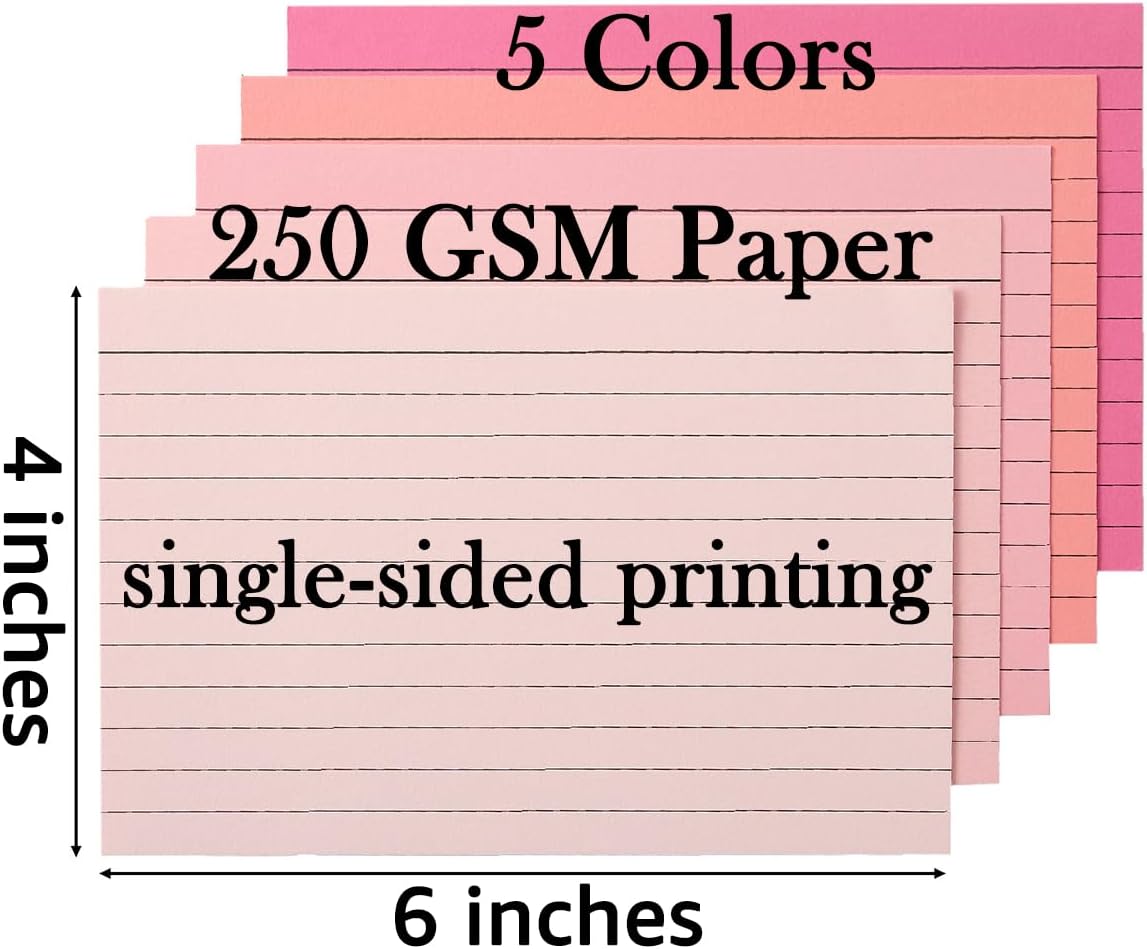 100 Sheets 3x5 Colored Ruled Note Cards Index Cards, 250 GSM Heavy Flashcards, 5 Brown