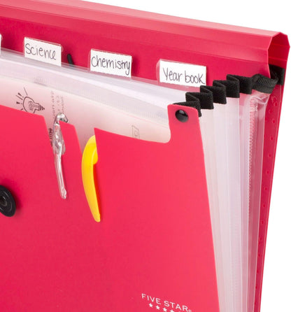 Five Star Expanding File Organizer, 6-Pocket Accordian File Organizer, Bungee Closure, Holds 8-1/2" x 11" Paper, Black (72391)