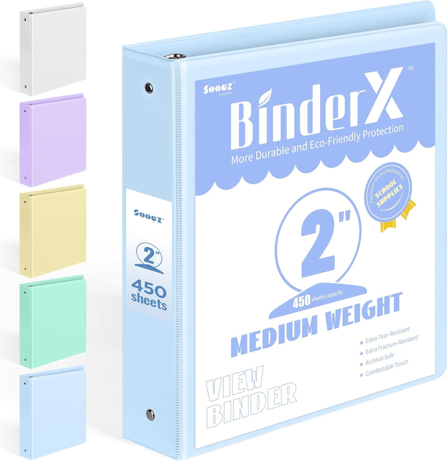 BinderX Extra Durable 3 Ring Binder, Round Rings 1 Inch Binder, Fits 175 Sheets of 8.5x11 Paper, Customizable View Cover with Inside Pockets, Cute 1" Binders, 1 Inch Binders 3 Ring, Pink