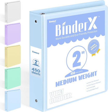BinderX Extra Durable 3 Ring Binder, Round Rings 1 Inch Binder, Fits 175 Sheets of 8.5x11 Paper, Customizable View Cover with Inside Pockets, Cute 1" Binders, 1 Inch Binders 3 Ring, Pink