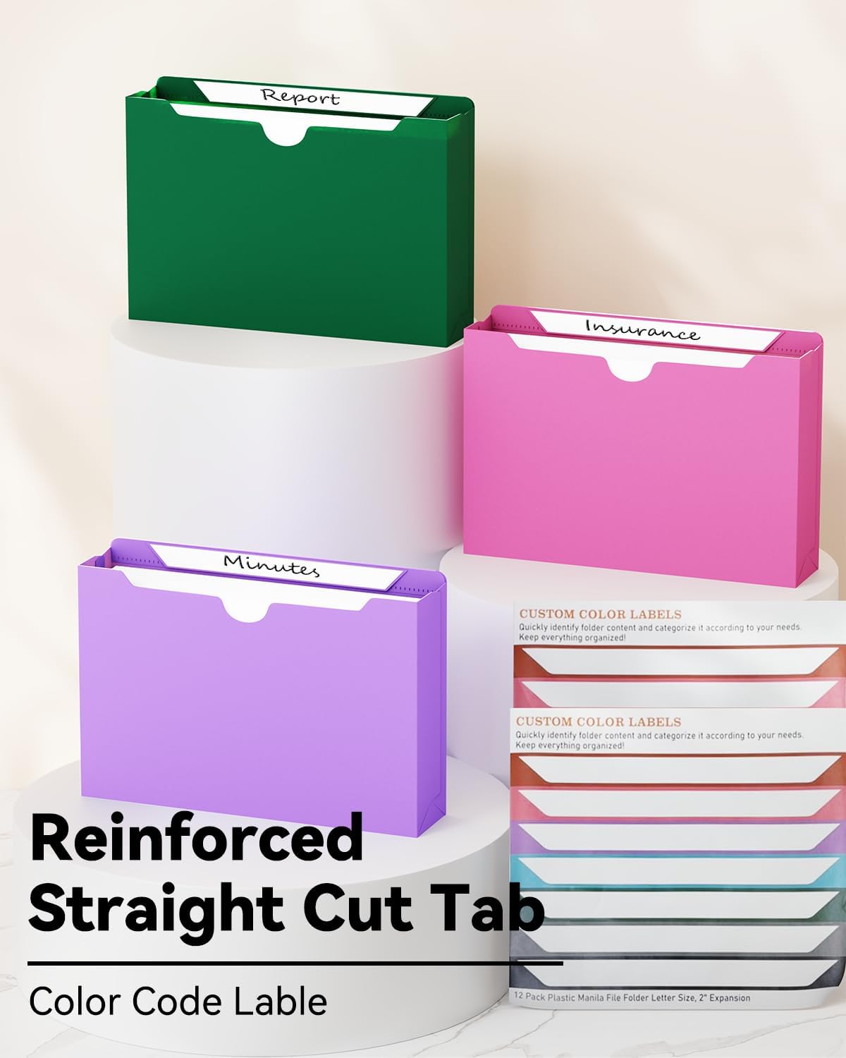 Ansook Poly 3.5”Expandable File Pockets,6 Pack Extra Capacity File Pockets Folders,Letter Size File Pockets,Heavy Duty File Pocket with Straight-Cut Tab,Holds 8.5" x 11" documents & Manila Folder