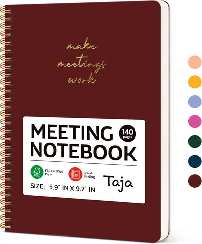 Meeting Notebook for Work Organization - Work notebook with action items, Meeting Minutes Planner Notebook, Perfect Office Supplies for Men & Women - Pink