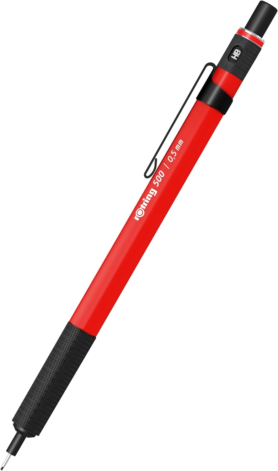 rOtring 500 Mechanical Pencil 0.5mm HB Lead Green hexagonal plastic barrel and non-slip textured metal grip