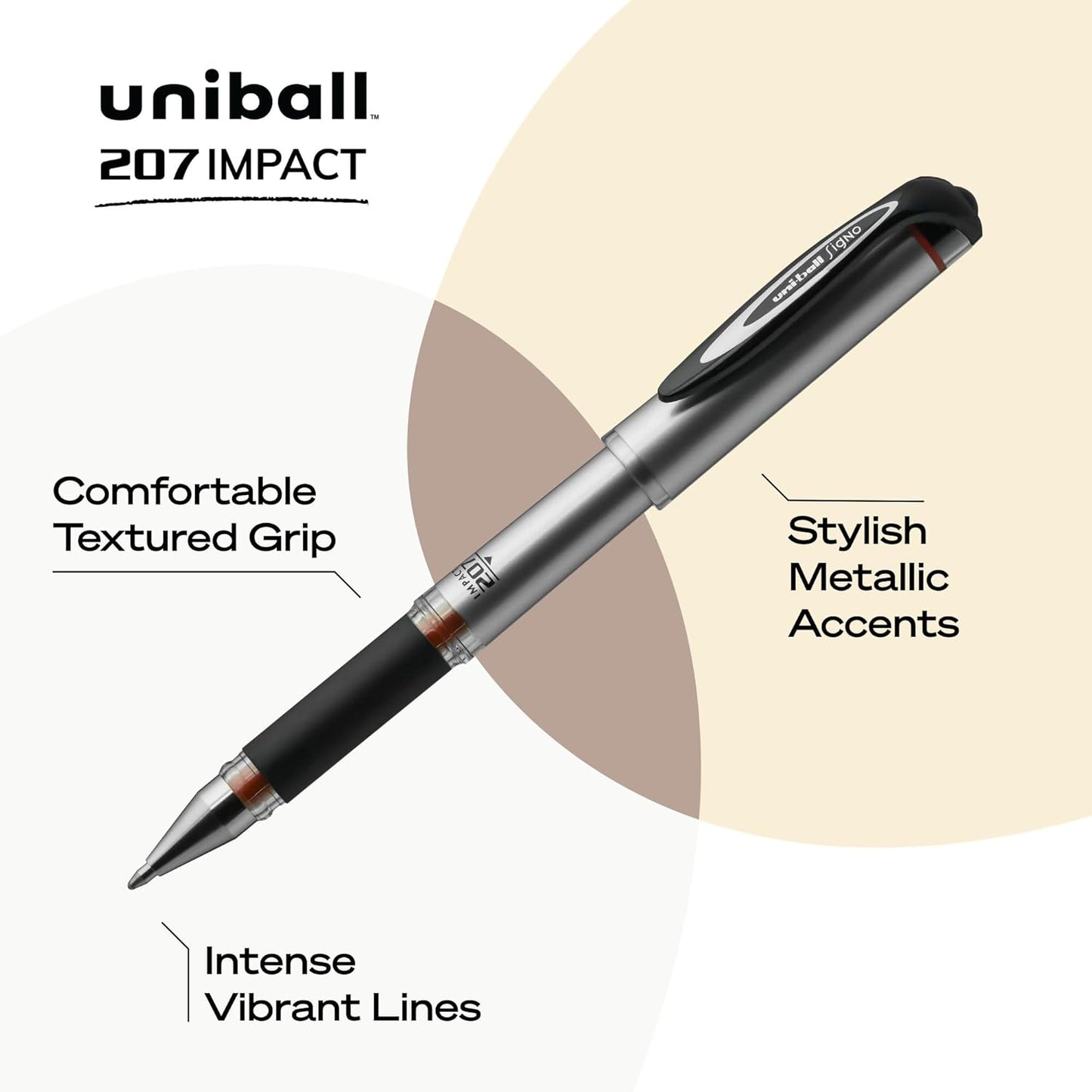 uniball 207 Plus+ Retractable Gel Pens, Medium Point (0.7mm), Black, 4 Pack