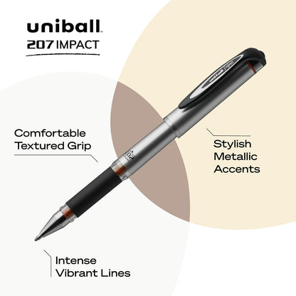 uniball 207 Plus+ Retractable Gel Pens, Medium Point (0.7mm), Black, 4 Pack