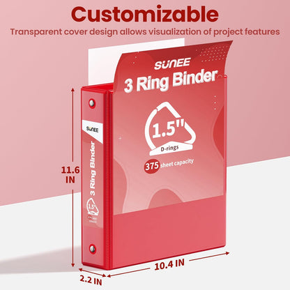 SUNEE 3 Ring Binder 2 Inch, Clear View Binder Three Ring PVC-Free (Fit 8.5x11 Inches) for School or Office Supplies, Light Purple, 1 Pack