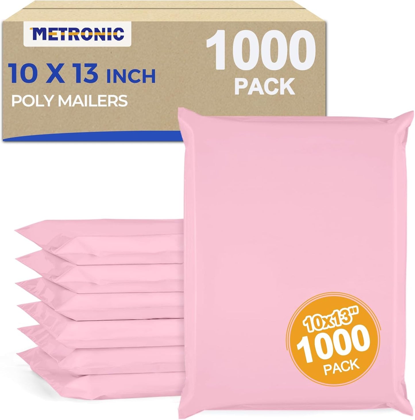 Metronic Poly Mailers 10X13 100 Pack, Strong Adhesive Shipping Envelopes for Clothing, Medium Shipping Bags for Small Businesses, Waterproof Mailers Poly Bags, Packages Bags Light Pink