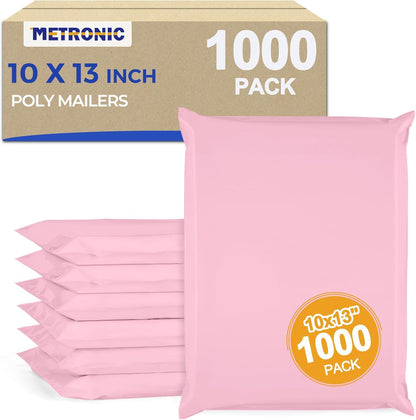 Metronic Poly Mailers 10X13 100 Pack, Strong Adhesive Shipping Envelopes for Clothing, Medium Shipping Bags for Small Businesses, Waterproof Mailers Poly Bags, Packages Bags Light Pink
