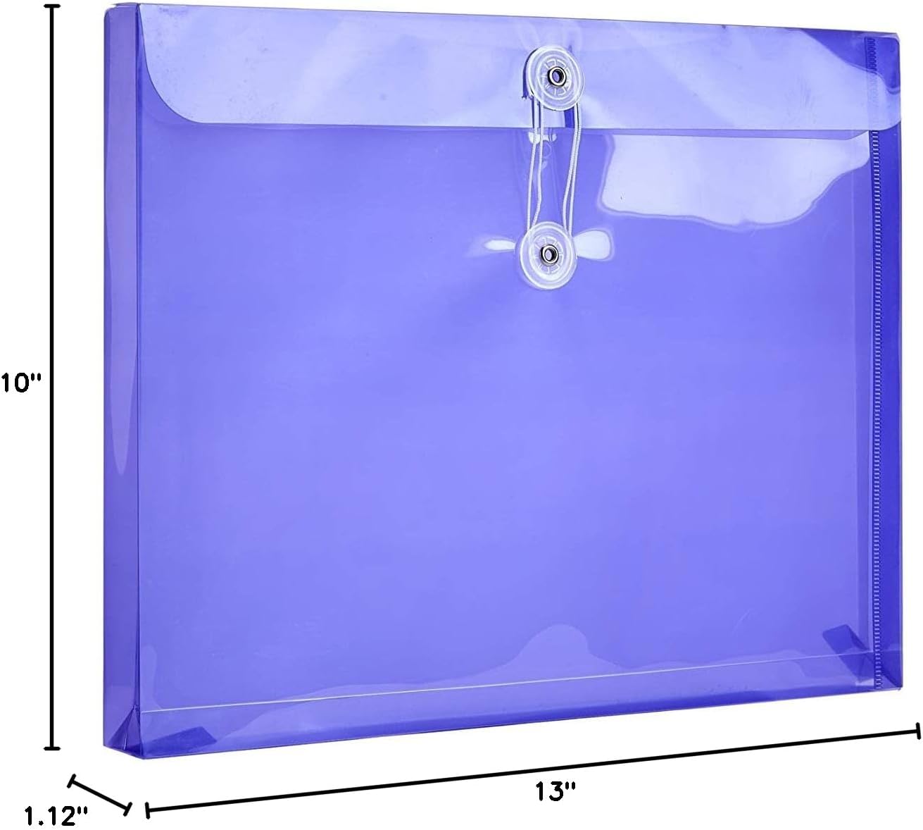 FANWU Plastic Letter Size Envelopes with Button & String Tie Closure, 1-1/6" Expansion, Side Load, Clear Poly Reusable File Folders Project Paper Documents Organizer for Office School & Home