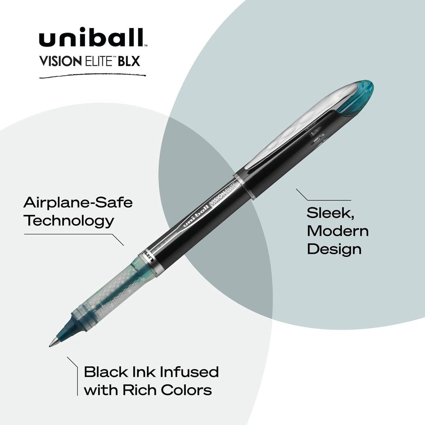 uniball Vision Elite BLX Rollerball Pens, Micro Point (0.5mm), Blue BLX Ink, 12 Pack
