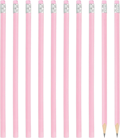 PATIKIL Round Pencils, 24 Pack HB Graphite Pencils with Eraser Wood Pencils Cute Pencil for Classroom Teacher Office Supplies, Pink