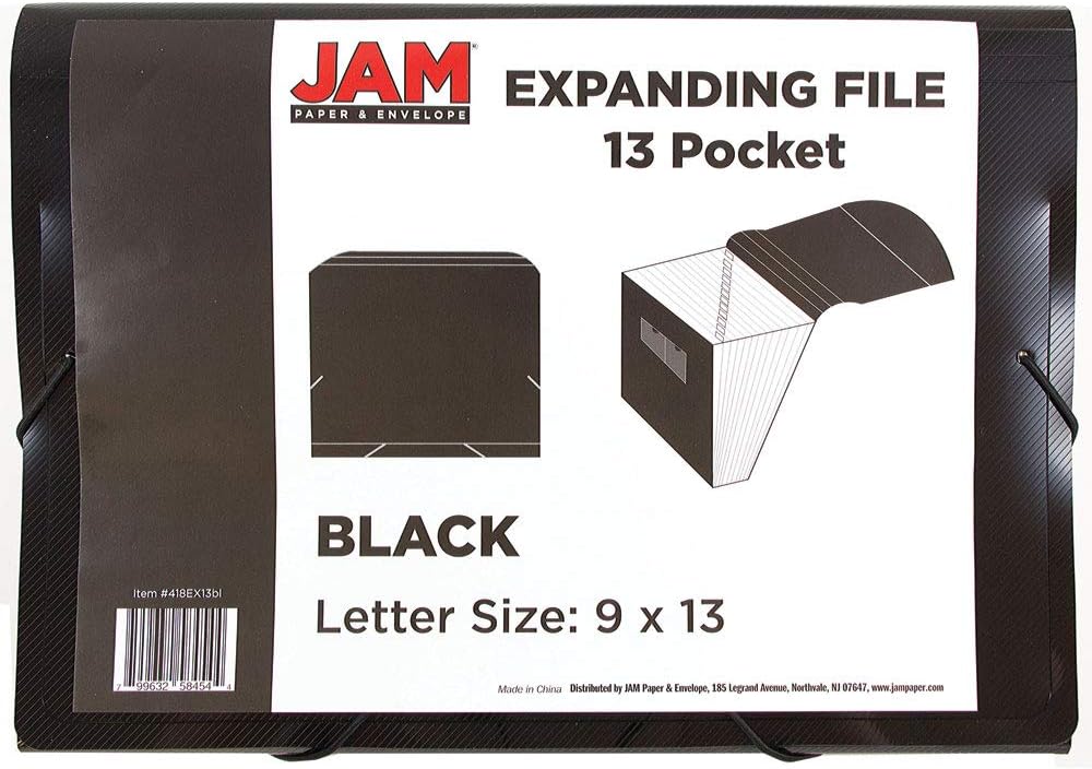 JAM Paper Accordion Folders - 13 Pocket Plastic Expanding File - Legal Size - 10 x 15 - Red - Sold Individually