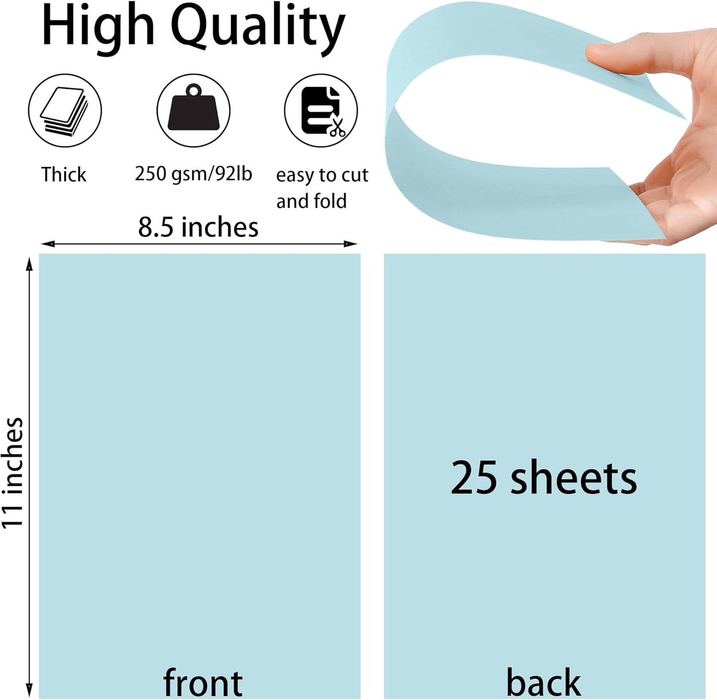 25 Sheets Black Cardstock Paper 8.5'' x 11'', 250gsm/92lb Thick Paper for Scrapbook, Invitations, Printing and DIY Cards