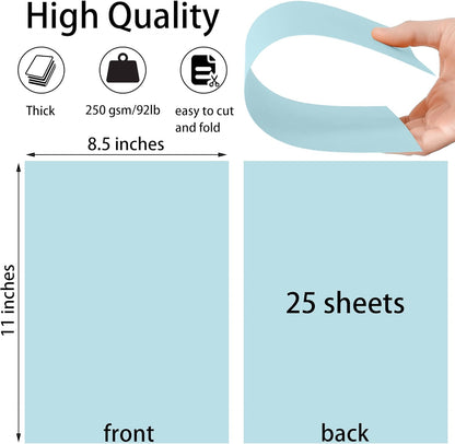 25 Sheets Black Cardstock Paper 8.5'' x 11'', 250gsm/92lb Thick Paper for Scrapbook, Invitations, Printing and DIY Cards