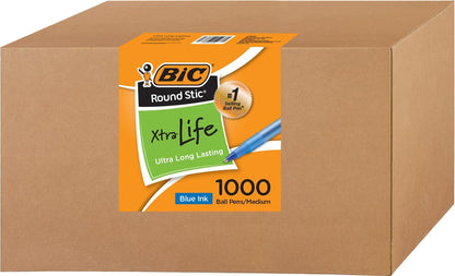 BIC Round Stic Xtra Life Ballpoint Pen, Medium Point 1.0 mm, Pack of 300 Blue Ink Pens