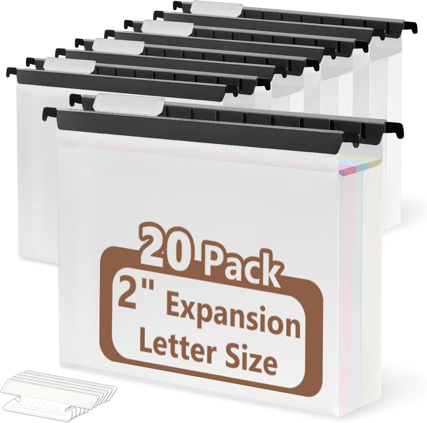 10 Pack Extra Capacity Hanging File Folders Letter Size Plastic File Folder Reinforced Tabs with Heavy Duty 2 Inch Expansion & Black Insert Gasket for Filing Cabinet Durable Hang Folders