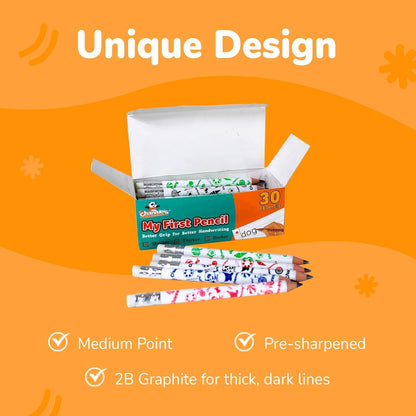 Channie's My First Pencil, Easy-to-Hold Jumbo Pencils for Preschoolers, Kindergarteners & 1st Graders, Brown Wooden 2B Fat Pencils for Kids Ages 3-7, 2 Pack (5 Each) + Sharpener