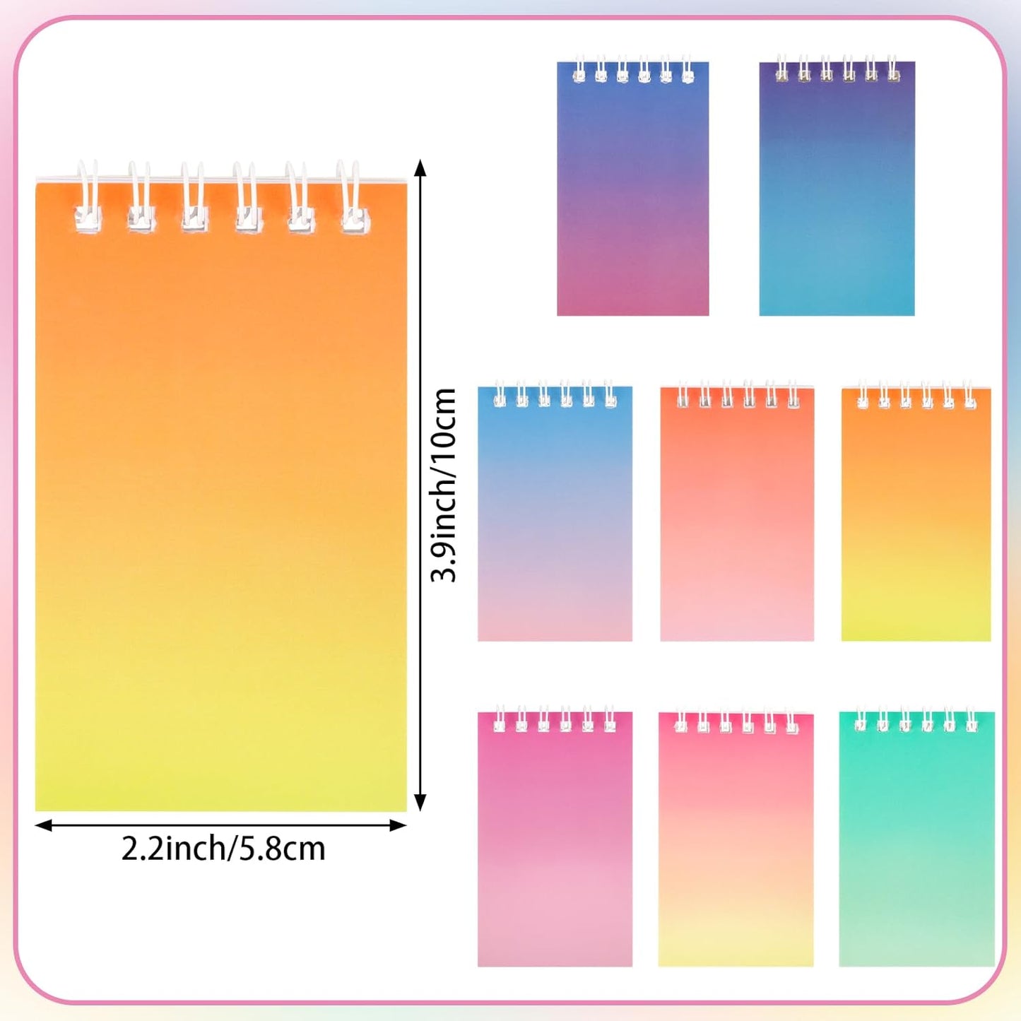 Hooqict 24 Pack Small Pocket Notebook Mini Notebooks Bulk Small Spiral Notepads with 8 Colors, Memo Note Pads for Kids, Work, Office, School, 3.9 x 2.4 Inches