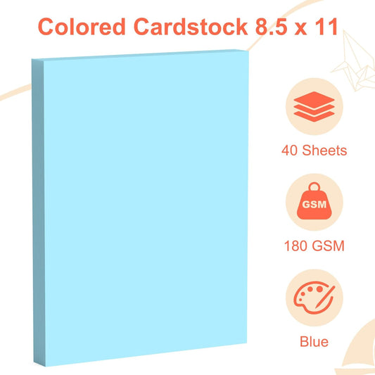 40 Sheets Colored Cardstock Colorful Card Stock Paper Color Cardstock Paper 8.5 x 11 Thick Card Stock Printer Papers for Inkjet Printing Office School Home DIY Crafts Decors Christmas Card Making