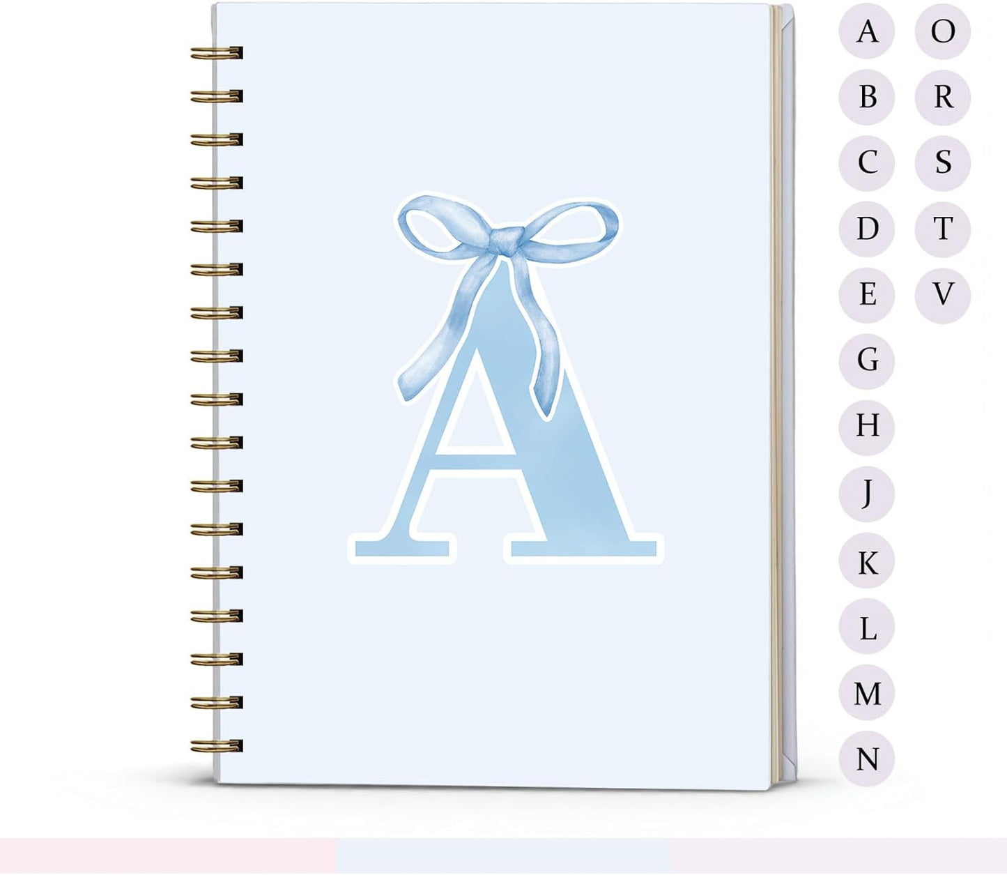 Blue Bow Journal Notebook for Girls,Initial H Journals Personalized Diary Gifts for Teen Girl Kids,Monogrammed Gifts for Women,Trendy Coquette Cute Hardcover Spiral Notebook 5.5 x 8.3 - Colors A