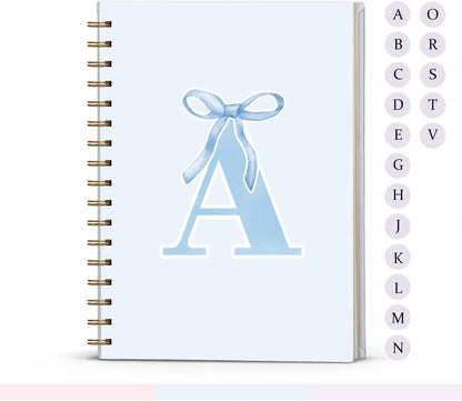 Blue Bow Journal Notebook for Girls,Initial H Journals Personalized Diary Gifts for Teen Girl Kids,Monogrammed Gifts for Women,Trendy Coquette Cute Hardcover Spiral Notebook 5.5 x 8.3 - Colors A