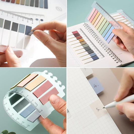 600 Pcs Morandi Sticky Tabs Book Notes Tabs, Page Markers Tabs Pastel Book Tabs Reading Tabs Annotation Tabs Page Markers Sticky Index Tabs with Ruler Tabs for Annotating Books (Color A)