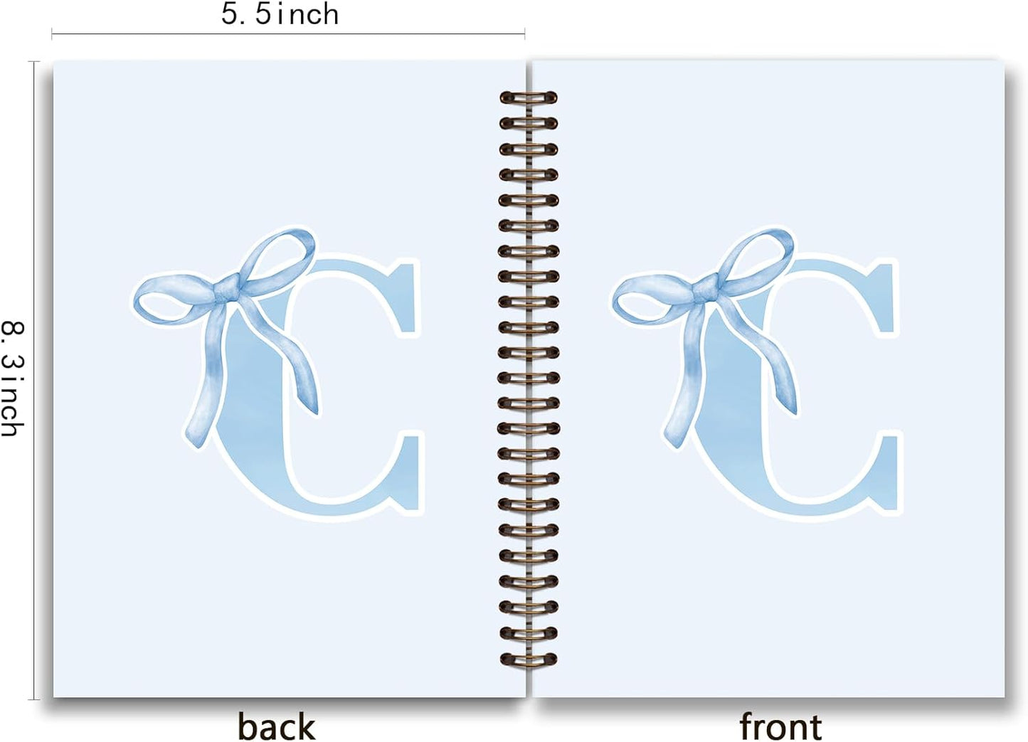 Blue Bow Journal Notebook for Girls,Initial H Journals Personalized Diary Gifts for Teen Girl Kids,Monogrammed Gifts for Women,Trendy Coquette Cute Hardcover Spiral Notebook 5.5 x 8.3 - Colors A