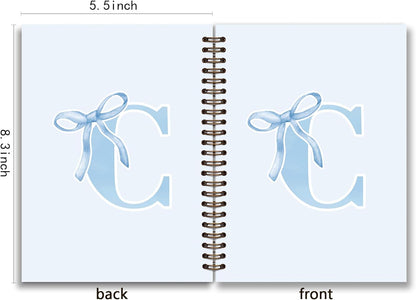 Blue Bow Journal Notebook for Girls,Initial H Journals Personalized Diary Gifts for Teen Girl Kids,Monogrammed Gifts for Women,Trendy Coquette Cute Hardcover Spiral Notebook 5.5 x 8.3 - Colors A