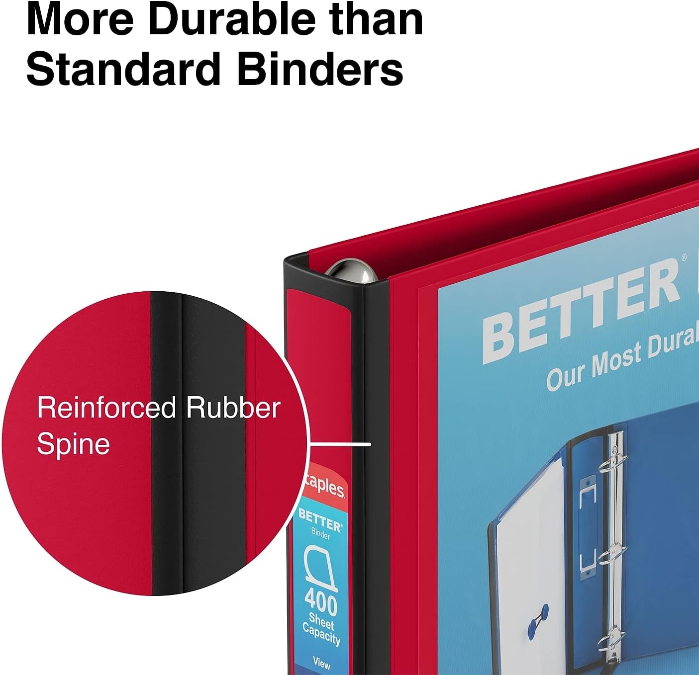Staples Better Binder 2-Inch D-Ring View Binder, Reinforced Spine, Holds Up to 540 Sheets, Teal, for Office & School