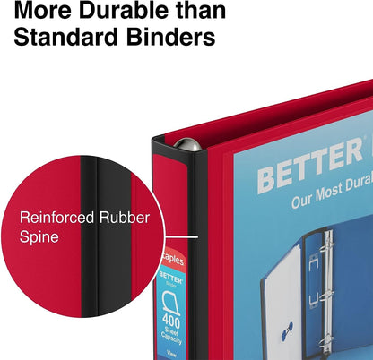 Staples Better Binder 2-Inch D-Ring View Binder, Reinforced Spine, Holds Up to 540 Sheets, Teal, for Office & School