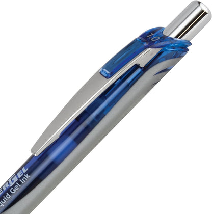 Pentel EnerGel RTX Retractable Liquid Gel Pen, (1.0mm), Bold Line, Metal Tip, Black Ink, Pack of 3 (BL80BP3A)