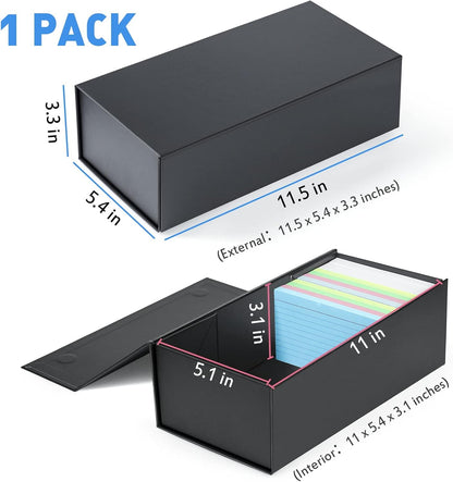 Harhana 3x5 Index Card Holder Card File Box Organizer, Hold 1200 3x5-Inch Flash Cards 1 Pack Black