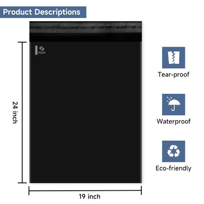 KKBESTPACK 100 Pcs 12x15.5 Poly Mailer Envelopes Shipping Bags Self Adhesive Waterproof Bags (Black), 12 x 15.5