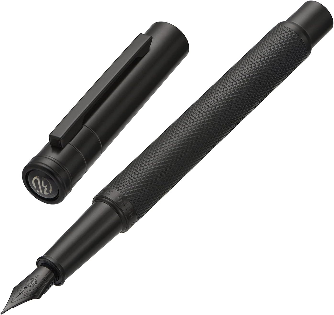 Hongdian Matte Black Forest Rollerball Pen with Schmidt Black Ink Refill, Classic Design with Metal Case for Business Signature