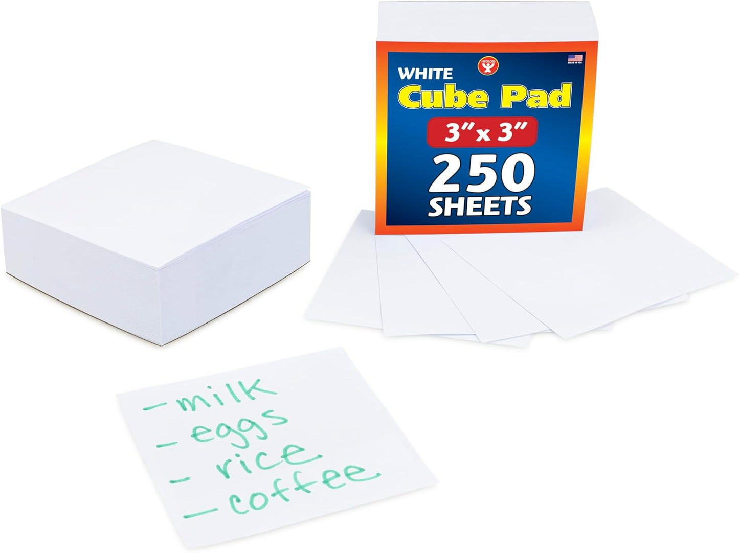 Hygloss Note Paper Cube - 3" Square Non-Sticky Memo Pad - 500 Sheets in White Color - Note Cubes - Perfect for Office & School Supplies - Not Sticky