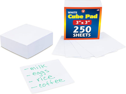 Hygloss Note Paper Cube - 3" Square Non-Sticky Memo Pad - 500 Sheets in White Color - Note Cubes - Perfect for Office & School Supplies - Not Sticky