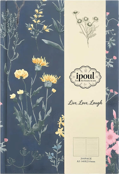 ipoul Flower Notebook, A5, 6x8, Hardcover, Lay Flat, Lined Paper, Journal for Women, Writing Notebook, Pretty, Hibiscus, Pink, Birthday Gifts for Women, Wedding Shower Gifts, Mothers Day Gift