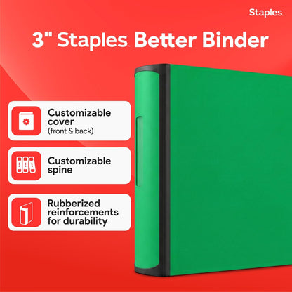 Staples Better Binder 2-Inch D-Ring View Binder, Reinforced Spine, Holds Up to 540 Sheets, Teal, for Office & School
