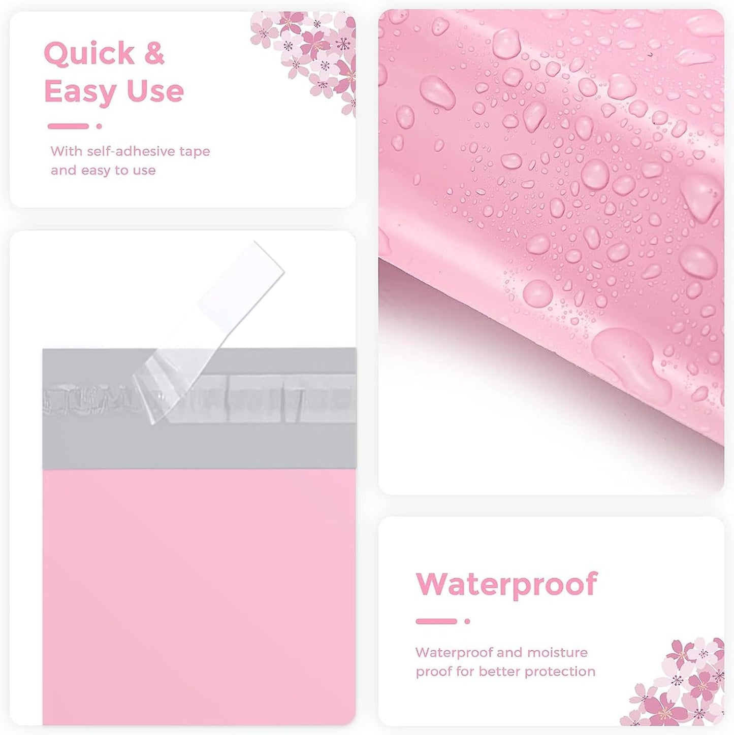 Metronic Poly Mailers 10X13 100 Pack, Strong Adhesive Shipping Envelopes for Clothing, Medium Shipping Bags for Small Businesses, Waterproof Mailers Poly Bags, Packages Bags Light Pink